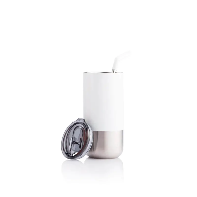 BORCULO - CHANGE Collection Insulated Tumbler with Reusable Straw - White