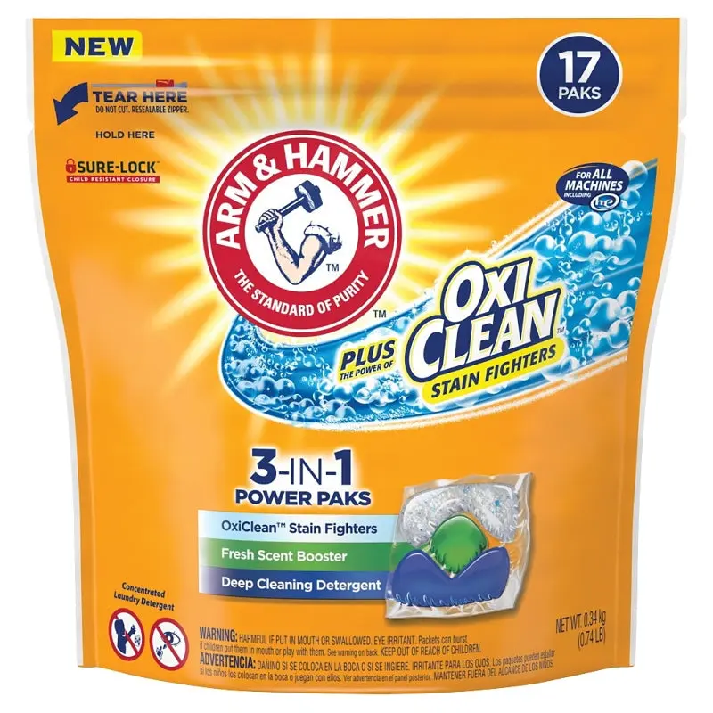 Arm & Hammer 94206 Laundry Detergent, 17 CT, Pack, Fresh