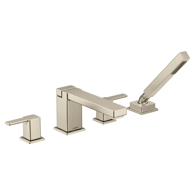 90 Degree Chrome two-handle high arc roman tub faucet includes hand showerChrome