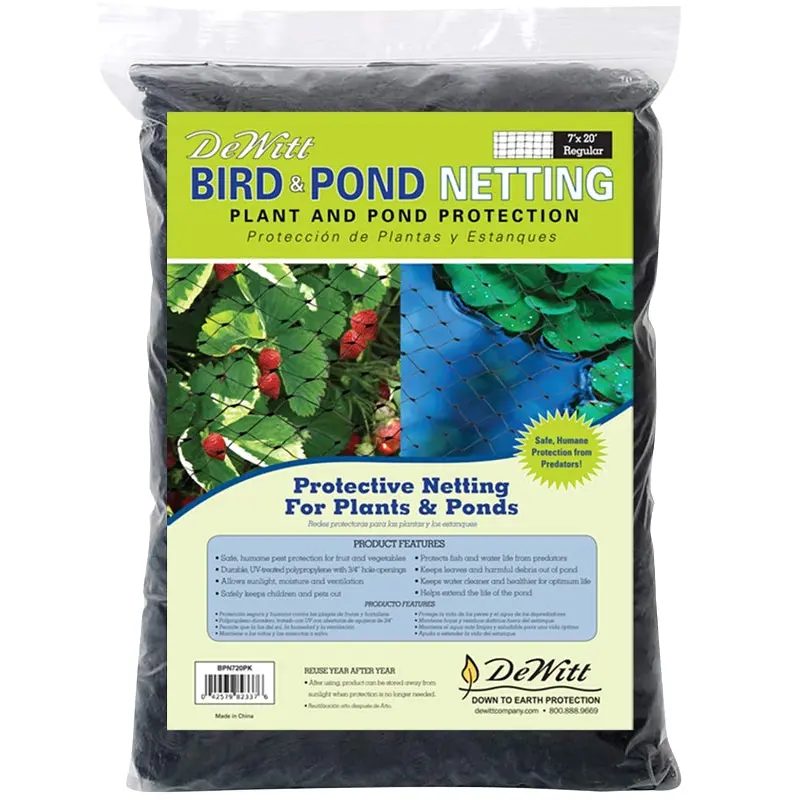 DeWitt BPN720 Bird and Pond Netting, 20 ft L, 7 ft W, Polypropylene, Black
