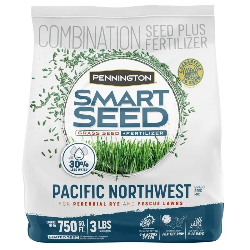 Pennington 100543712 Grass Seed and Fertilizer Mix, Pacific Northwest, 3 lb Bag, 8/PK