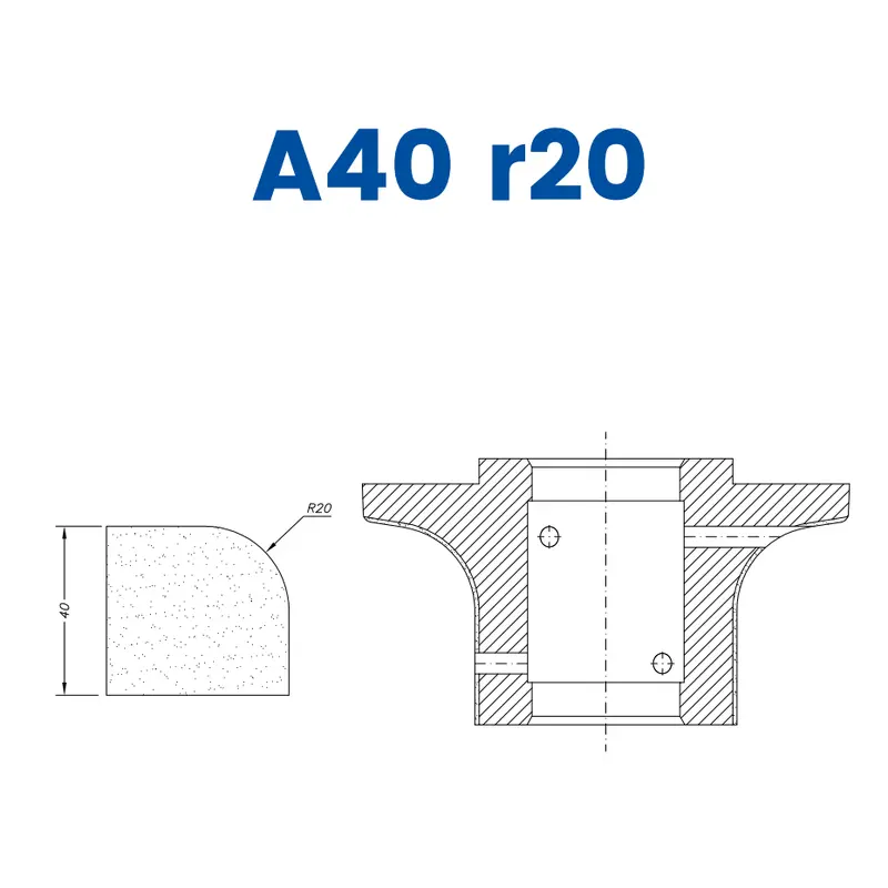 A40 r20 (40mm Half Bullnose - Line 60 (Bore 35))EHS Kit (All materials high speed) / Breaker