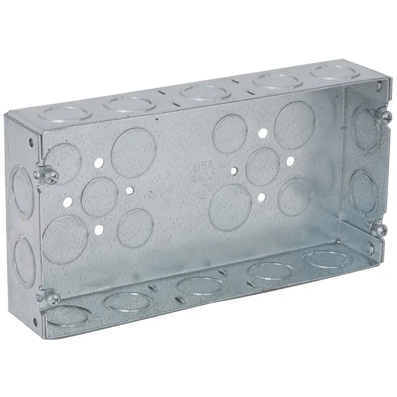 Hubbell 952 Electrical Box, 3-Gang, 24-Knockout, (6) 1/2 in End, (4) 3/4 Inside Knockout, Galvanized Steel