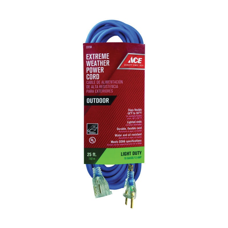 ACE GL-JOW163-25X-6 Extension Cord, 125 V, SJOW Conductor, 16/3 AWG Conductor, 25 ft L
