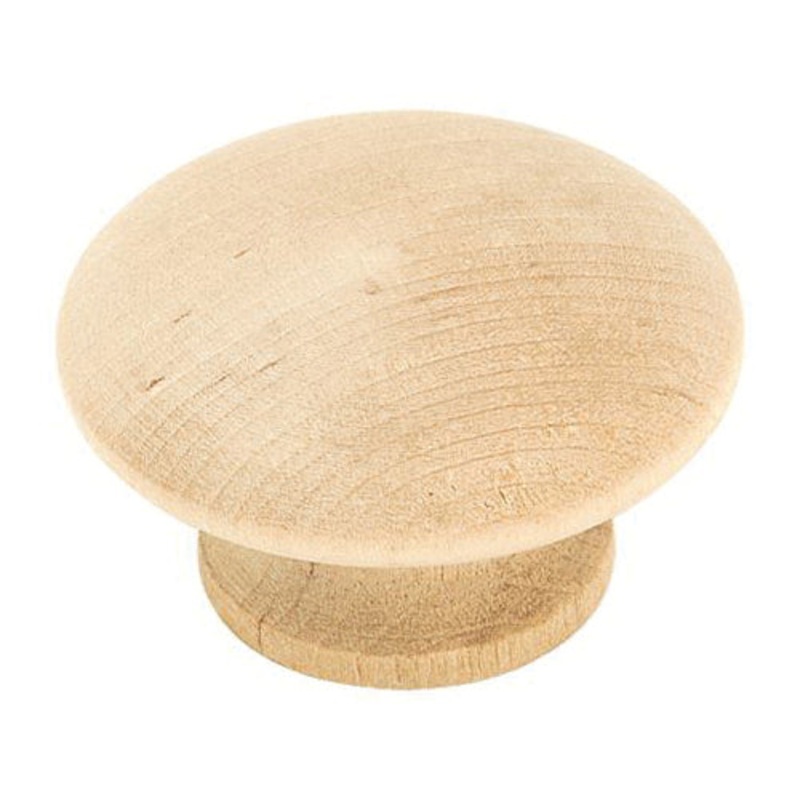 Amerock BP813WD Knob, 1-1/2 in Dia, 1-1/2 in L, 7/8 in Projection, Wood