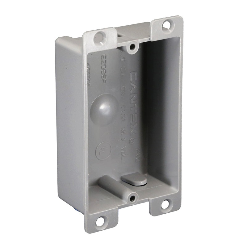 CANTEX EZ BOX EZ08SF Switch/Outlet Box with Flange, 1-Gang, PVC Body, 8 cu-in Capacity