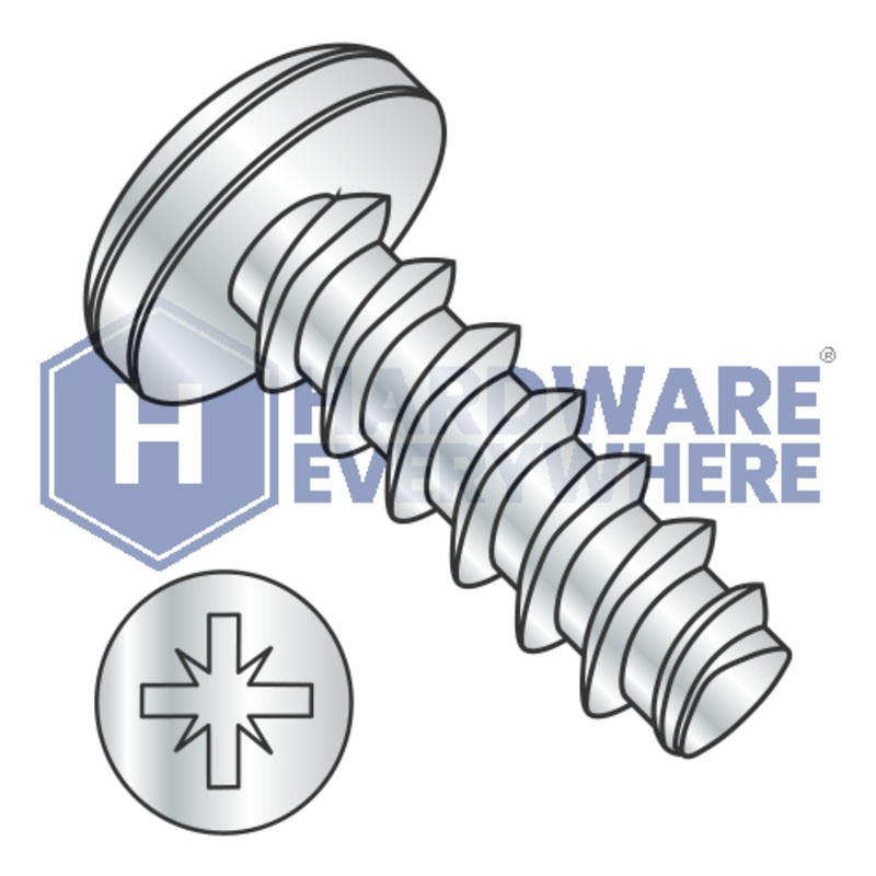 M3 X 12 Thread Forming Screws / Pozi / Pan Head / Steel / Zinc / Plastite (Blunt Tip) Alternate 48-2